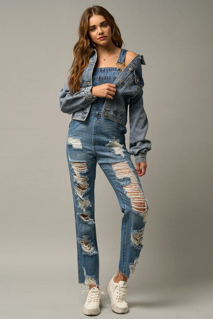 HEAVY DISTRESSED STRAIGHT FIT OVERALL MEDIUM by Insane Gene | Fleurcouture