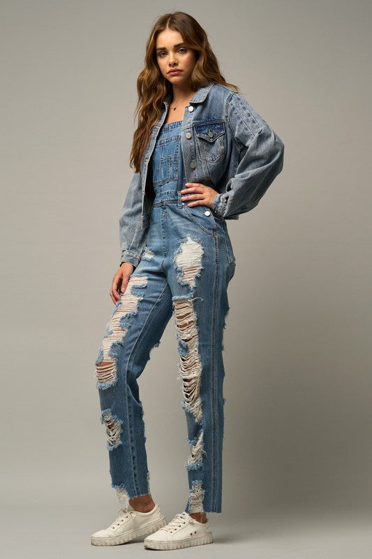 HEAVY DISTRESSED STRAIGHT FIT OVERALL MEDIUM by Insane Gene | Fleurcouture