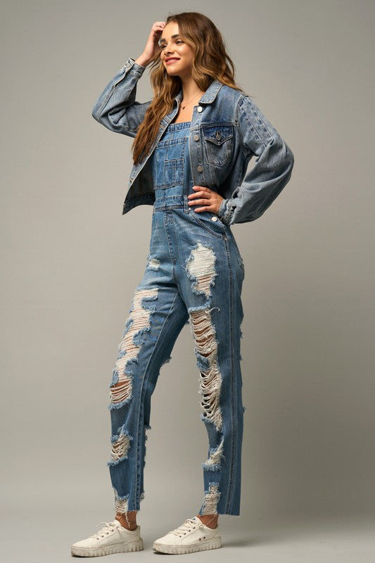 HEAVY DISTRESSED STRAIGHT FIT OVERALL MEDIUM by Insane Gene | Fleurcouture