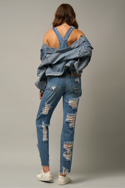 HEAVY DISTRESSED STRAIGHT FIT OVERALL MEDIUM by Insane Gene | Fleurcouture