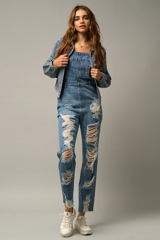 HEAVY DISTRESSED STRAIGHT FIT OVERALL MEDIUM S by Insane Gene | Fleurcouture