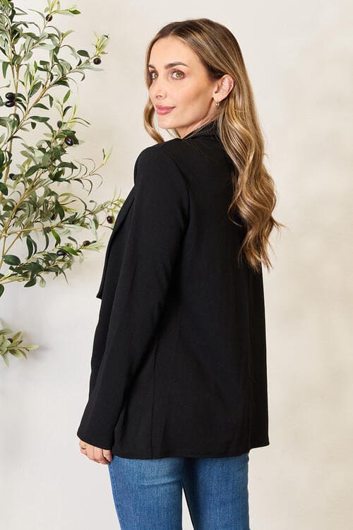 Heimish Full Size Open Front Long Sleeve Blazer Black by Trendsi | Fleurcouture