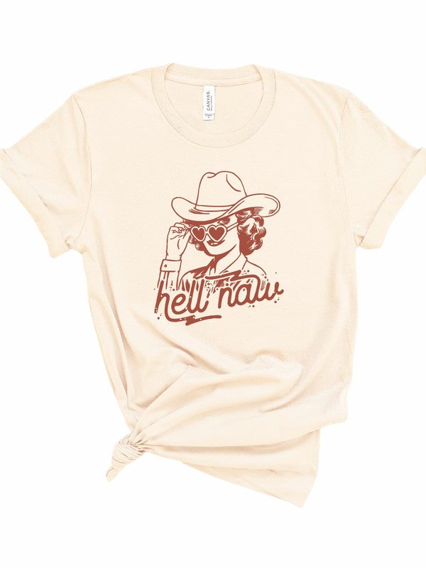 Hell Naw Cowgirl Graphic Tee Cream L by Ocean and 7th | Fleurcouture