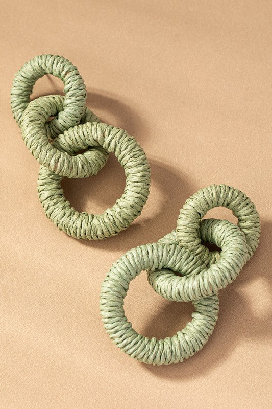 Hemp rope wrapped chunky wood hoop earrings Mint one size by LA3accessories | Fleurcouture