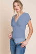 HEYSON Flatter Me Thermal V-Neck Bodysuit Misty Blue S by Trendsi | Fleurcouture