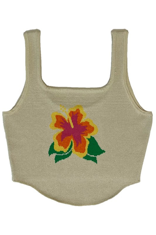 Hibiscus Crop Tank Top khaki by Miss Sparkling | Fleurcouture