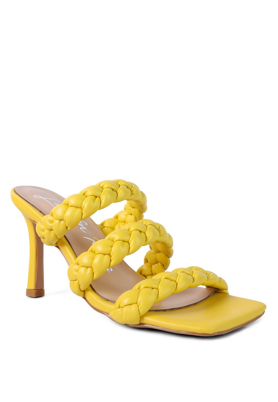 HIGH BAE POINTED HEEL BRAIDED SANDALS Yellow 5 by Rag Company | Fleurcouture