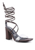 HIGH CULT STRAPPY TIE-UP BLOCK HEELS Espresso 6 by Rag Company | Fleurcouture