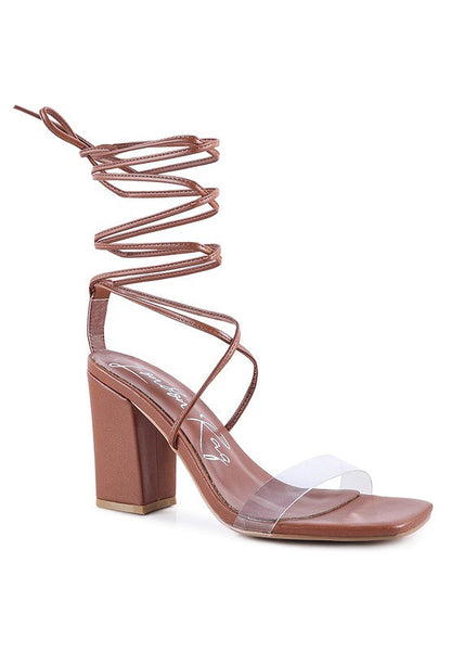 HIGH CULT STRAPPY TIE-UP BLOCK HEELS Macchiato 6 by Rag Company | Fleurcouture