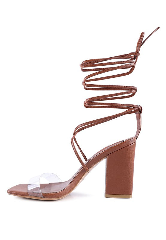 HIGH CULT STRAPPY TIE-UP BLOCK HEELS by Rag Company | Fleurcouture