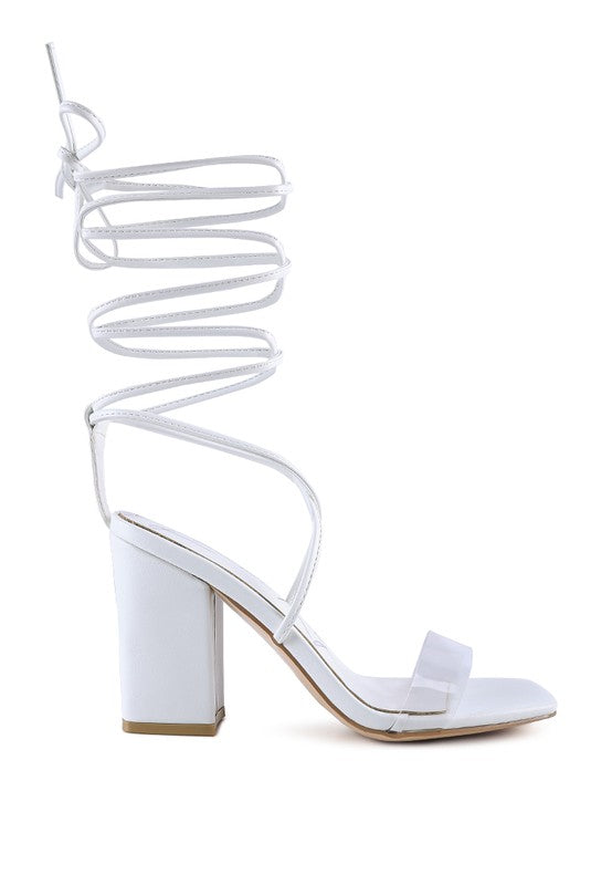 HIGH CULT STRAPPY TIE-UP BLOCK HEELS by Rag Company | Fleurcouture