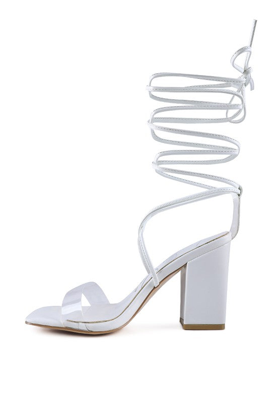 HIGH CULT STRAPPY TIE-UP BLOCK HEELS by Rag Company | Fleurcouture