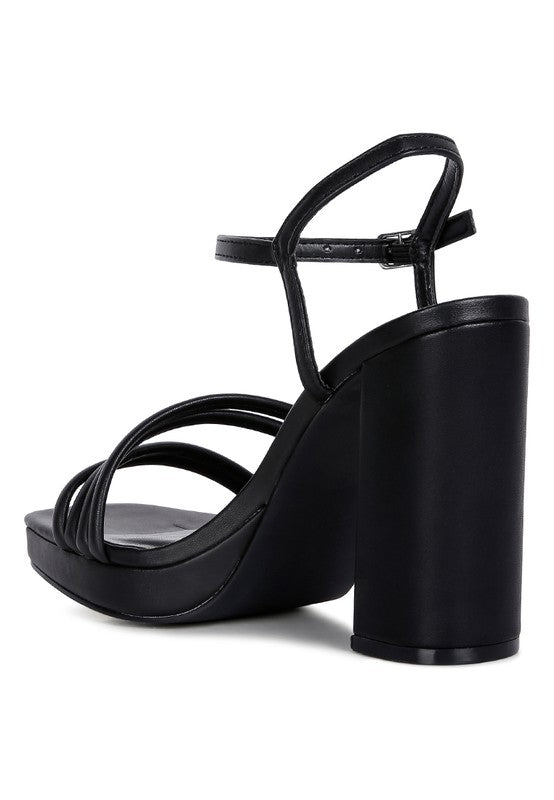 High Heel Platform Strappy Sandals Black by Rag Company | Fleurcouture