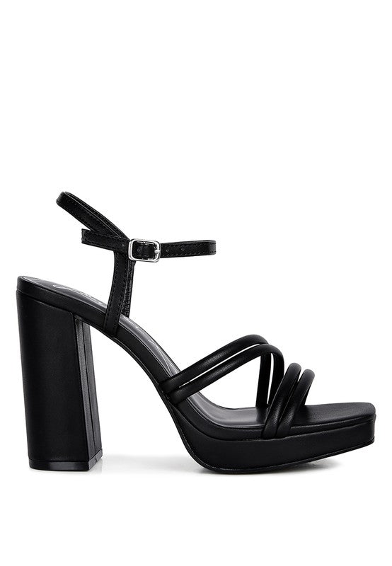 High Heel Platform Strappy Sandals Black by Rag Company | Fleurcouture