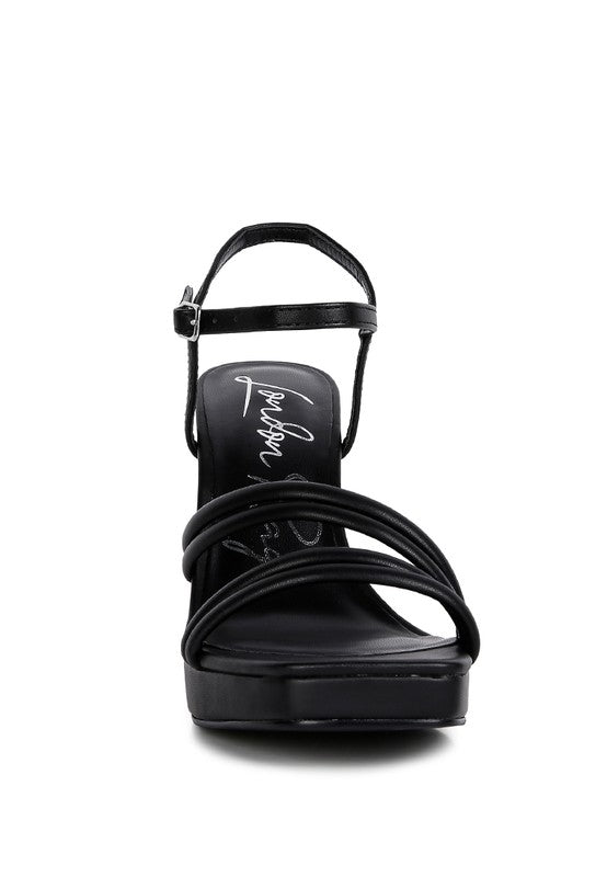 High Heel Platform Strappy Sandals Black by Rag Company | Fleurcouture