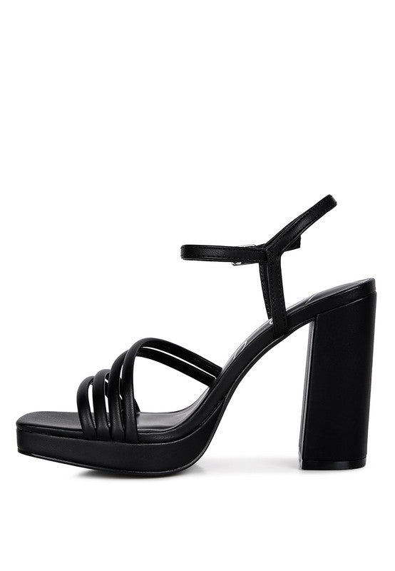 High Heel Platform Strappy Sandals Black by Rag Company | Fleurcouture