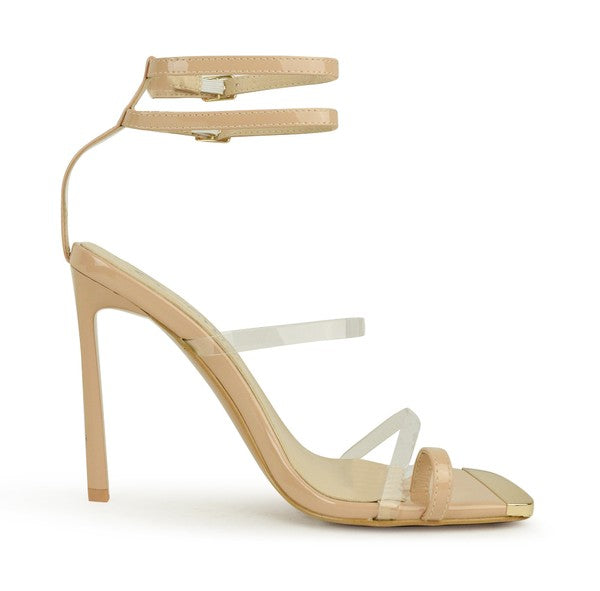 high heel sandal with ankle straps Blue by Stella Shoes | Fleurcouture