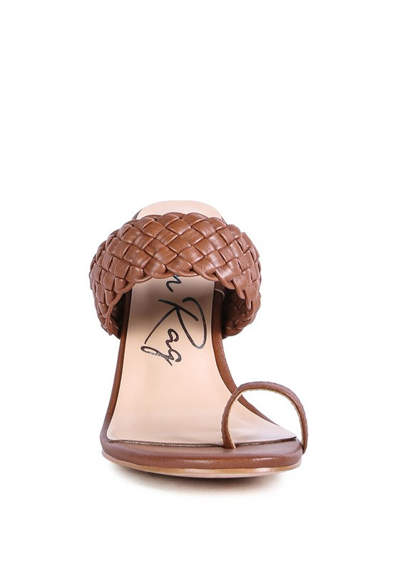 HIGH PERKS WOVEN STRAP TOE RING SANDALS by Rag Company | Fleurcouture