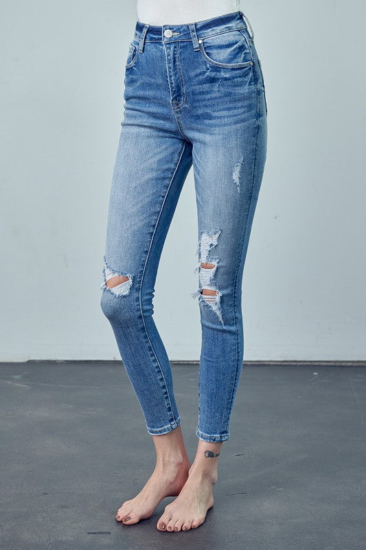 HIGH RISE ANKLE SKINNY JEANS MEDIUM by Insane Gene | Fleurcouture