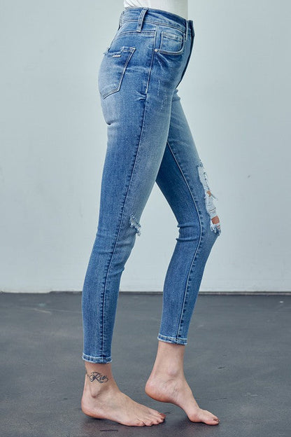 HIGH RISE ANKLE SKINNY JEANS MEDIUM by Insane Gene | Fleurcouture