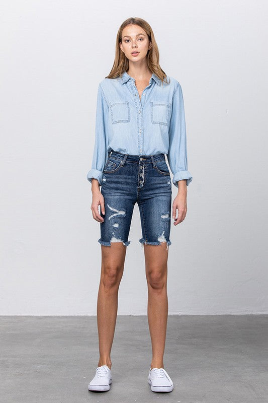 HIGH RISE BERMUDA SHORTS DARK by Insane Gene | Fleurcouture