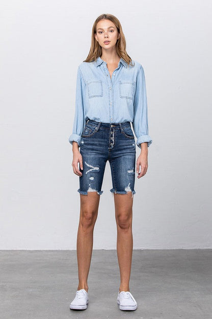 HIGH RISE BERMUDA SHORTS DARK by Insane Gene | Fleurcouture