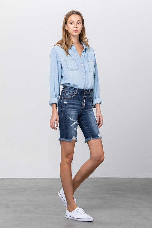 HIGH RISE BERMUDA SHORTS DARK by Insane Gene | Fleurcouture