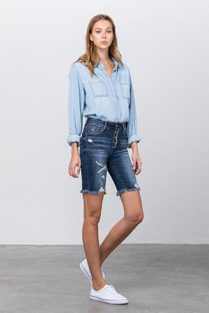 HIGH RISE BERMUDA SHORTS DARK by Insane Gene | Fleurcouture