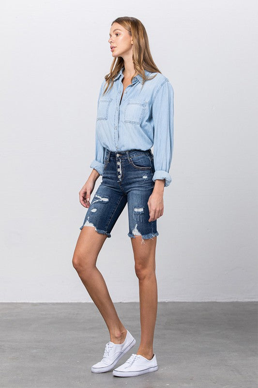 HIGH RISE BERMUDA SHORTS DARK by Insane Gene | Fleurcouture