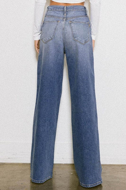 High Rise Center Line Wide Jeans Light Stone 13 by Vibrant M.i.U | Fleurcouture