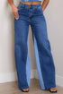 High-Rise Color Block Wide Jeans Medium Stone 1 by Vibrant M.i.U | Fleurcouture