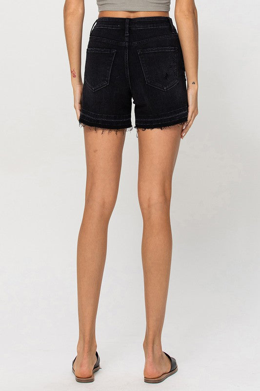 High Rise Criss Cross Stretch Shorts WASHED OUT: XS-L by VERVET by Flying Monkey | Fleurcouture