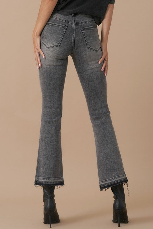 HIGH RISE CROP BOOT DENIM MEDIUM GREY by Insane Gene | Fleurcouture