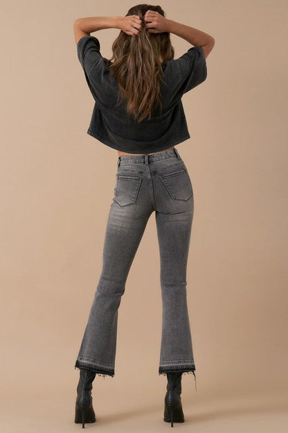 HIGH RISE CROP BOOT DENIM MEDIUM GREY by Insane Gene | Fleurcouture