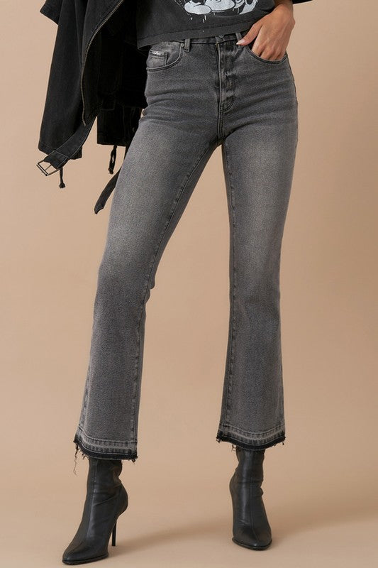 HIGH RISE CROP BOOT DENIM MEDIUM GREY by Insane Gene | Fleurcouture