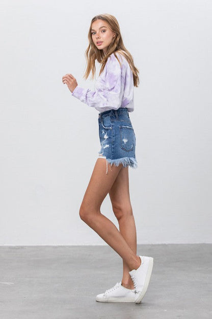 High Rise Denim Shorts MEDIUM by Denim Lab USA | Fleurcouture