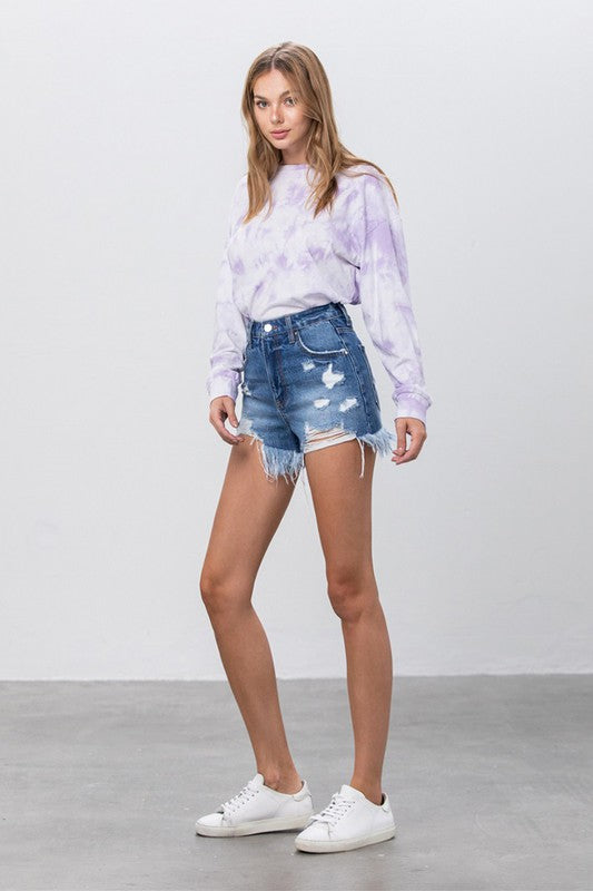 High Rise Denim Shorts MEDIUM by Denim Lab USA | Fleurcouture