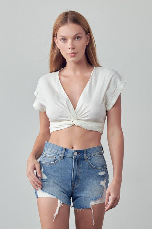 HIGH RISE DESTROYED DENIM SHORTS MEDIUM S by Insane Gene | Fleurcouture