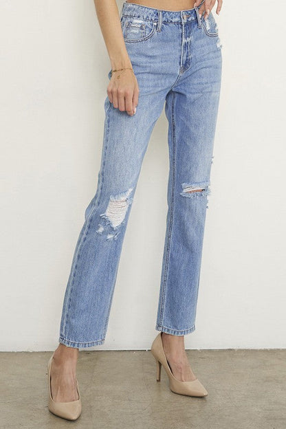 HIGH RISE DISTRESSED GIRLFRIEND JEANS MEDIUM by Insane Gene | Fleurcouture