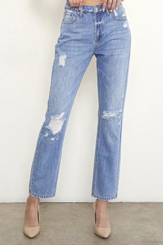 HIGH RISE DISTRESSED GIRLFRIEND JEANS MEDIUM by Insane Gene | Fleurcouture