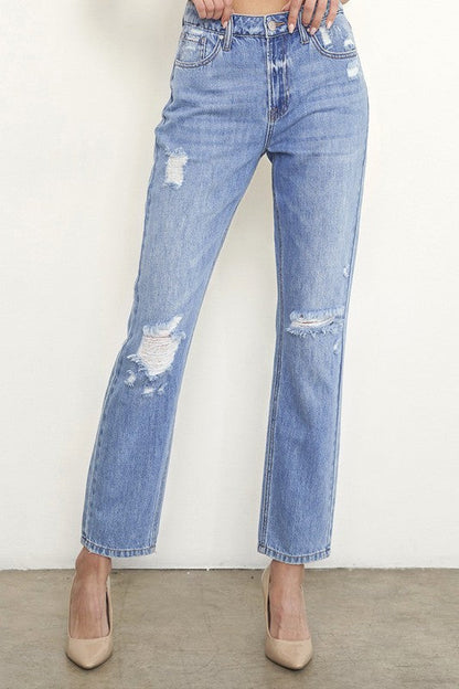 HIGH RISE DISTRESSED GIRLFRIEND JEANS MEDIUM by Insane Gene | Fleurcouture