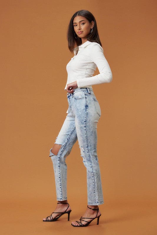 High Rise Distressed Skinny Acid by Vibrant M.i.U | Fleurcouture