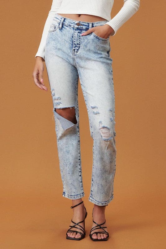 High Rise Distressed Skinny Acid by Vibrant M.i.U | Fleurcouture