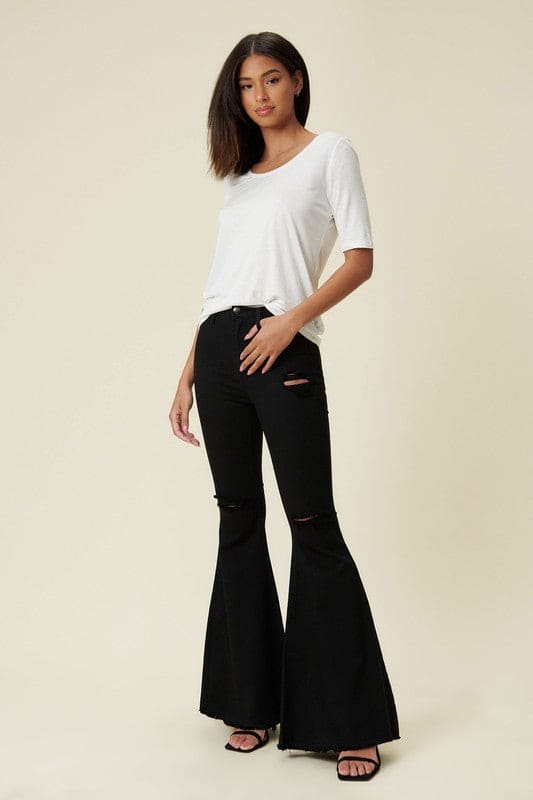 High Rise Flare Black 1 Flare Jeans by Vibrant M.i.U | Fleurcouture