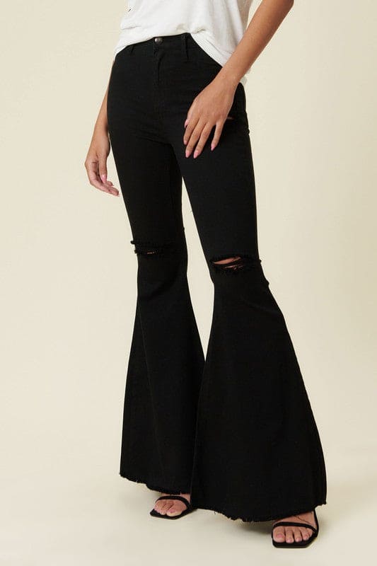 High Rise Flare Black Flare Jeans by Vibrant M.i.U | Fleurcouture