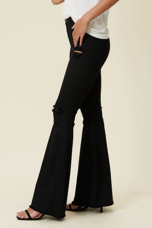 High Rise Flare Black Flare Jeans by Vibrant M.i.U | Fleurcouture