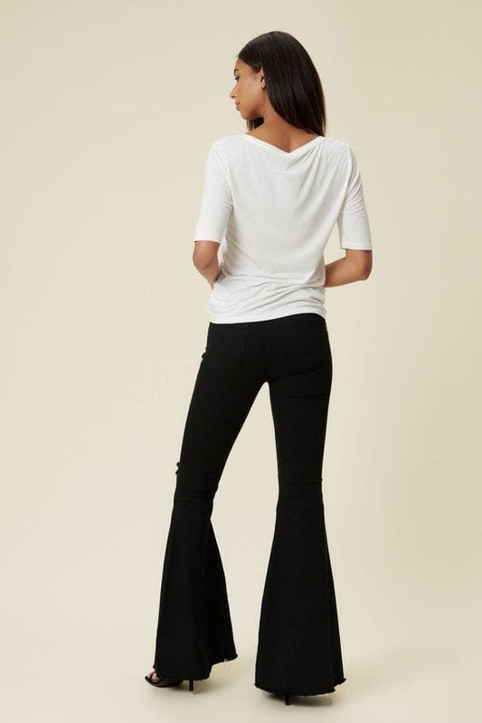 High Rise Flare Black Flare Jeans by Vibrant M.i.U | Fleurcouture