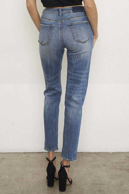 HIGH RISE GIRLFIRNED JEANS DARK by Insane Gene | Fleurcouture