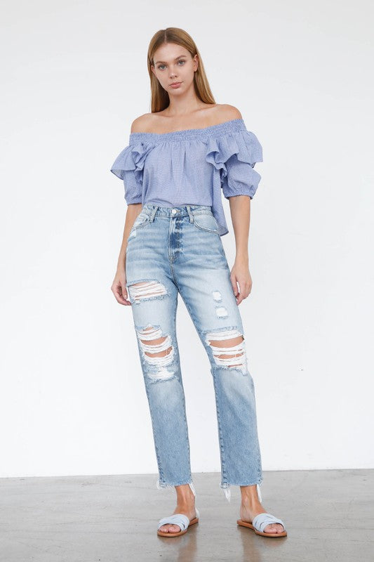 HIGH RISE MOM JEANS LIGHT 1 by Insane Gene | Fleurcouture