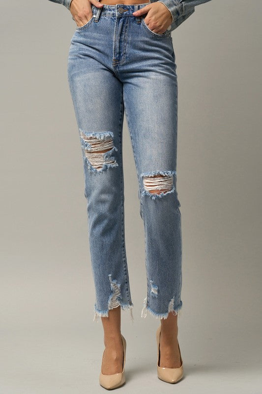 HIGH RISE PREMIUM STRAIGHT JEANS MEDIUM by Insane Gene | Fleurcouture